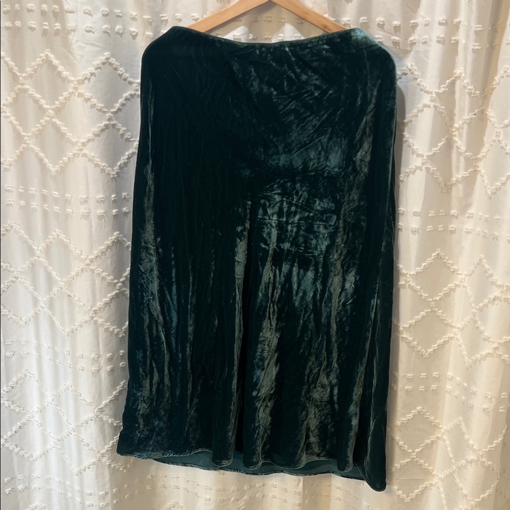 J. Crew Velvet Midi Skirt in Deep Green